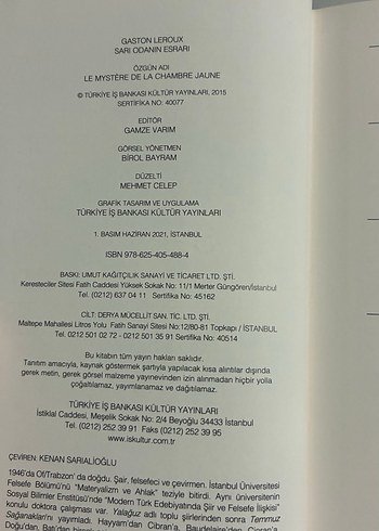 Gaston Leroux - Sarı Odanın Esrarı - Görsel 4