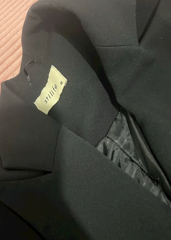 Düğmeli Siyah Uzun Kadın Blazer Ceket - Görsel 3