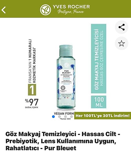 Yves Rocher Makyaj Temizleme Suyu