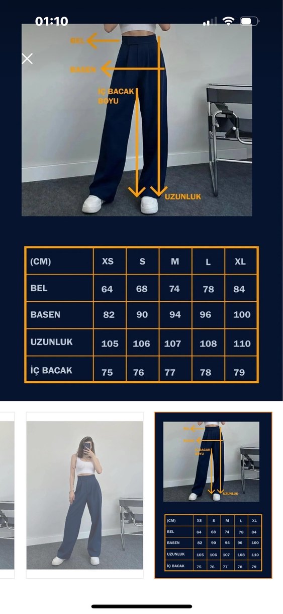 Kadın Lacivert Midi Bol Kesim Denim Pantolon - Görsel 3