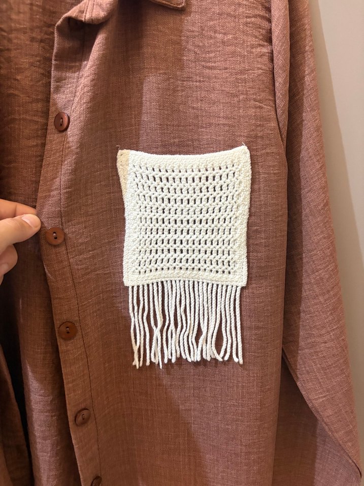 Kahverengi Kadın Bohem Gömlek - Görsel 2