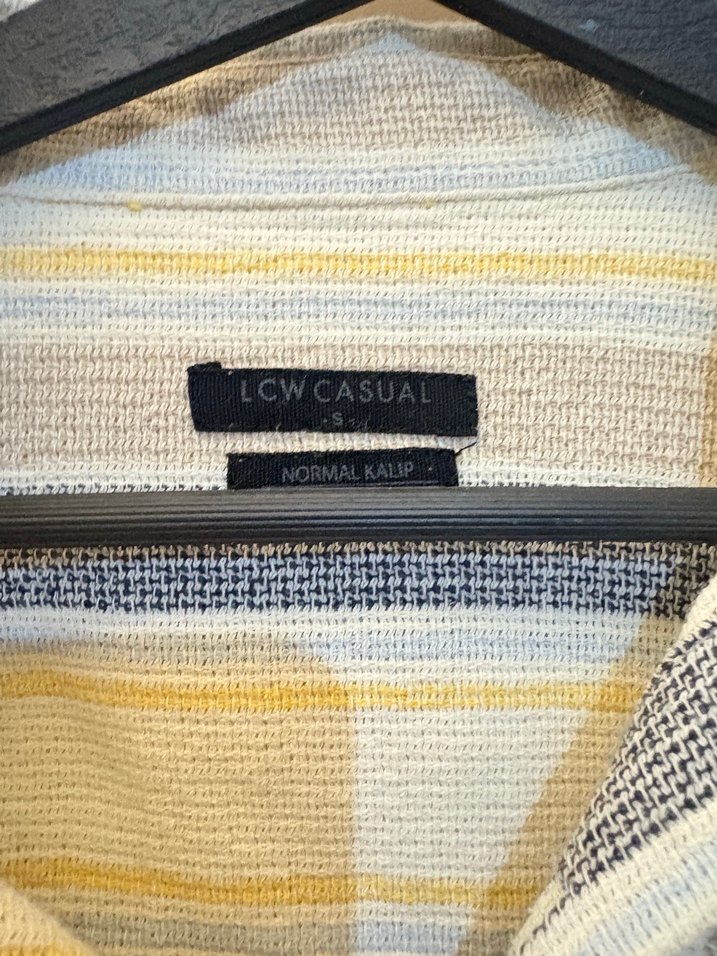 Bej Gri Çizgili Uzun Kollu Erkek Gömlek - Görsel 3