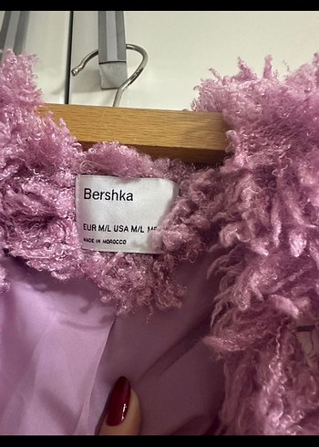 Mor Peluş Detaylı Kadın Kaban - Görsel 2