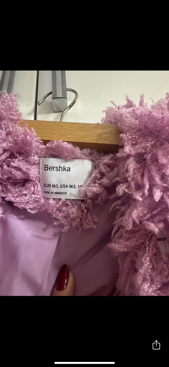 Mor Peluş Detaylı Kadın Kaban - Görsel 2