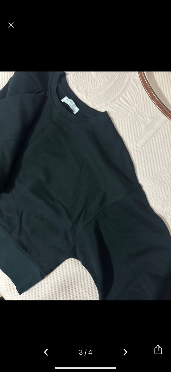 Siyah Kadın Sweatshirt, Bisiklet Yaka, Rahat Kesim - Görsel 3