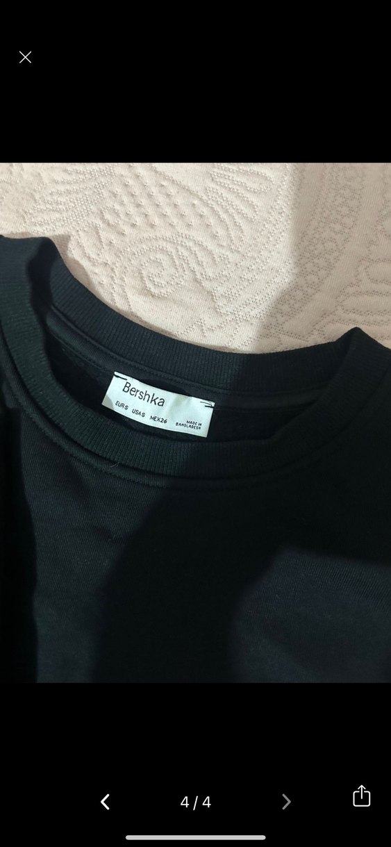 Siyah Kadın Sweatshirt, Bisiklet Yaka, Rahat Kesim - Görsel 4