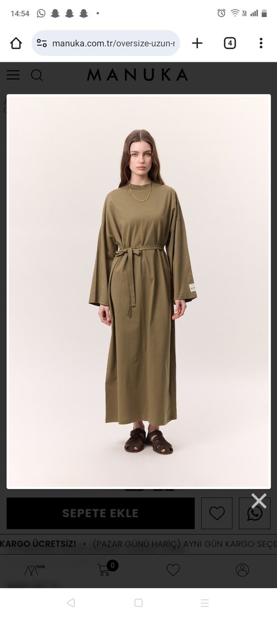 Manuka OVERSIZE UZUN RAHAT ELBİSE HAKİ - Görsel 2