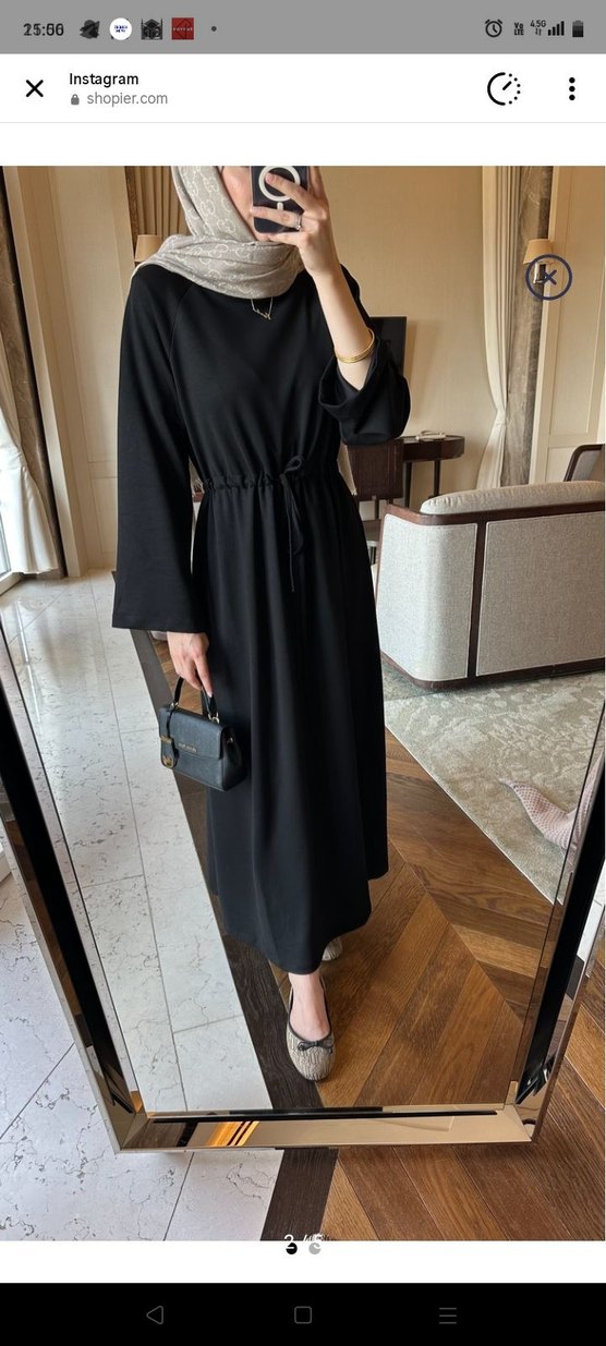 Siyah Uzun Oysho kumaş elbise Manuka - Görsel 2