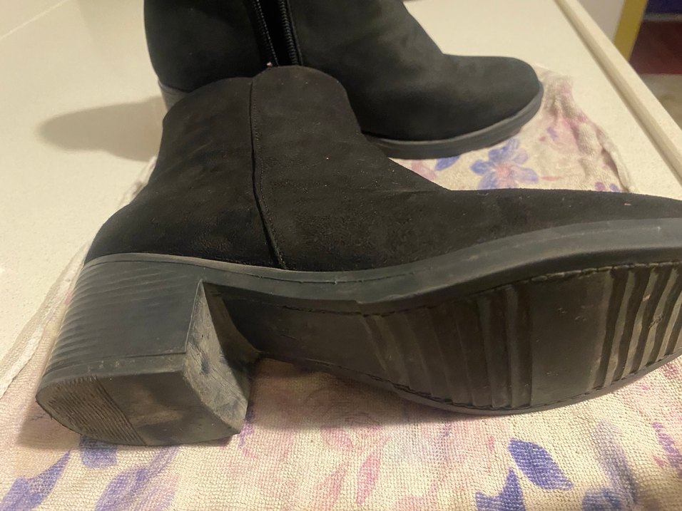 Siyah Süet Dolgu Topuklu Fermuarlı Kadın Bot - Görsel 3