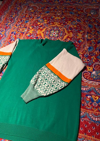 Renkli Bohem Örgü Kadın Kazak - Görsel 2