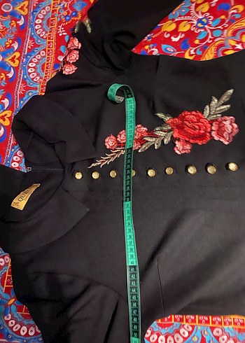 Nakışlı Siyah Uzun Kollu Kadın Elbise - Görsel 3