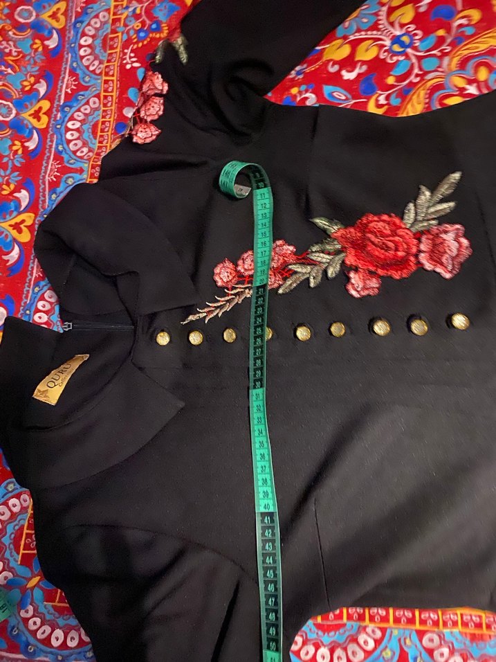 Nakışlı Siyah Uzun Kollu Kadın Elbise - Görsel 3