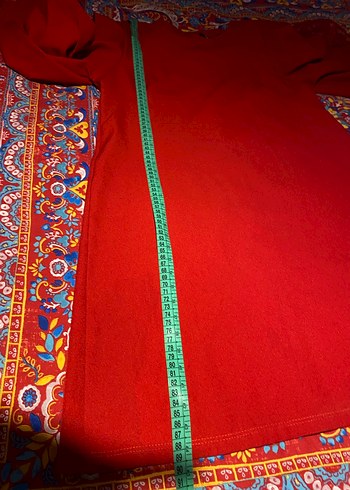 Uzun Kollu Kırmızı Bohem Drape Elbise - Görsel 6