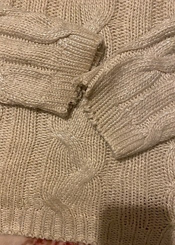 Bej Bohem Uzun Kollu Örgü Kazak - Görsel 3