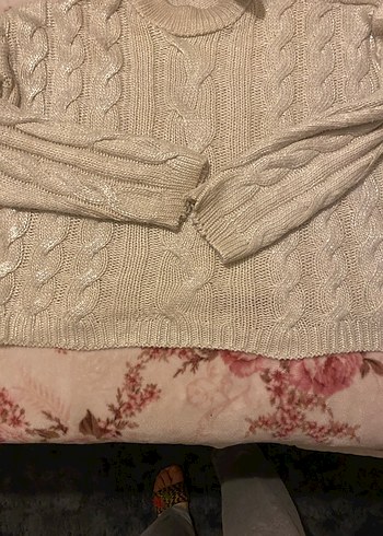 Bej Bohem Uzun Kollu Örgü Kazak - Görsel 4