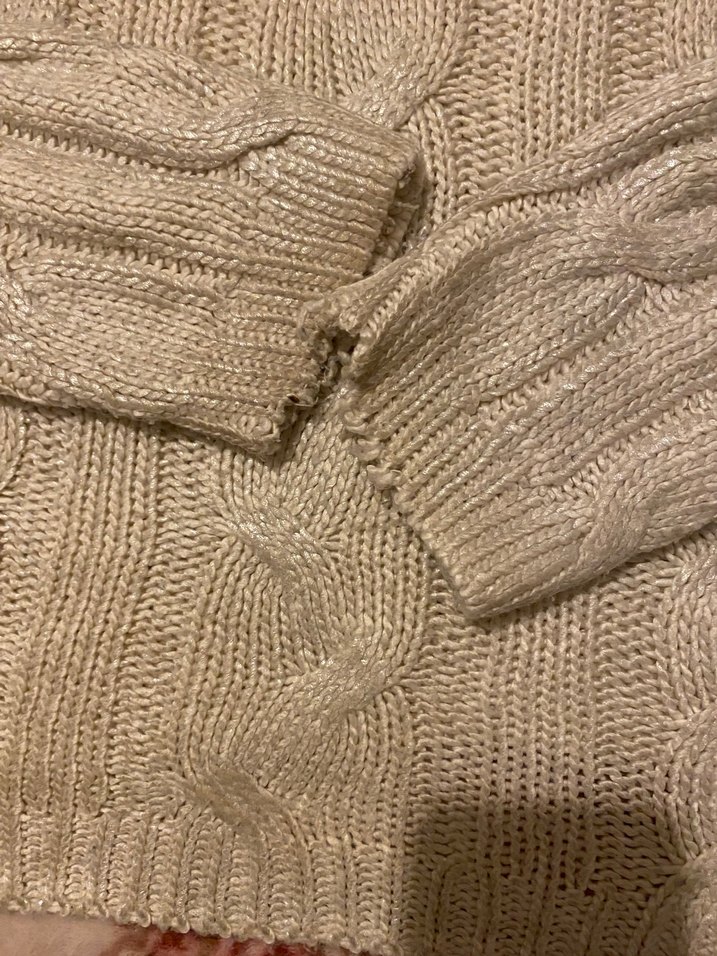Bej Bohem Uzun Kollu Örgü Kazak - Görsel 3