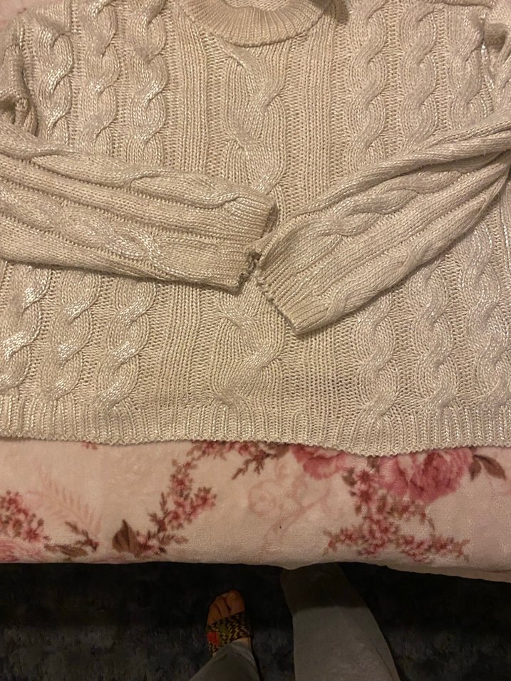 Bej Bohem Uzun Kollu Örgü Kazak - Görsel 4