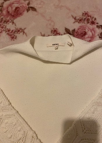 Dantel Detaylı Bohem Beyaz Triko Kazak - Görsel 3