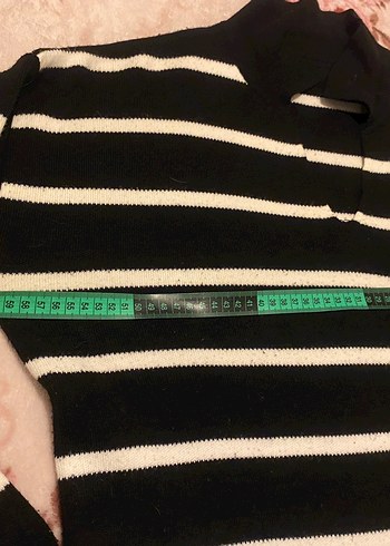 Kadın Siyah Çizgili Yarım Balıkçı Triko Elbise - Görsel 3