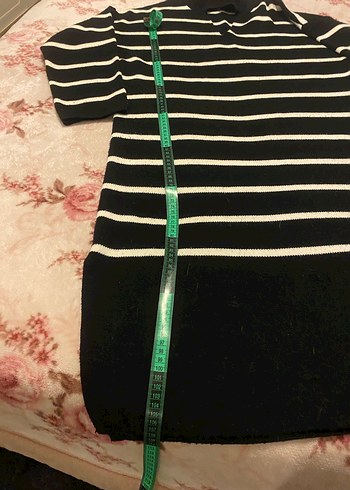 Kadın Siyah Çizgili Yarım Balıkçı Triko Elbise - Görsel 2