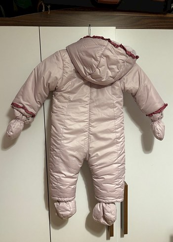 Düğmeli Gri Nakışlı Bebek Kız Kar Tulumu - Görsel 3