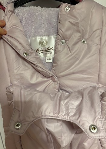 Düğmeli Gri Nakışlı Bebek Kız Kar Tulumu - Görsel 2