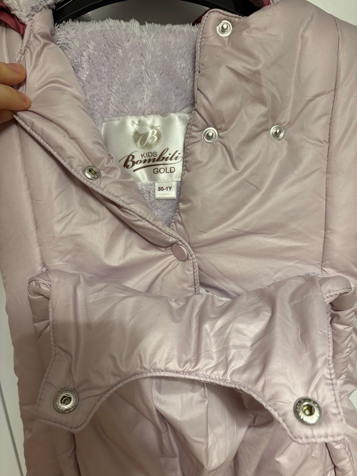 Düğmeli Gri Nakışlı Bebek Kız Kar Tulumu - Görsel 2