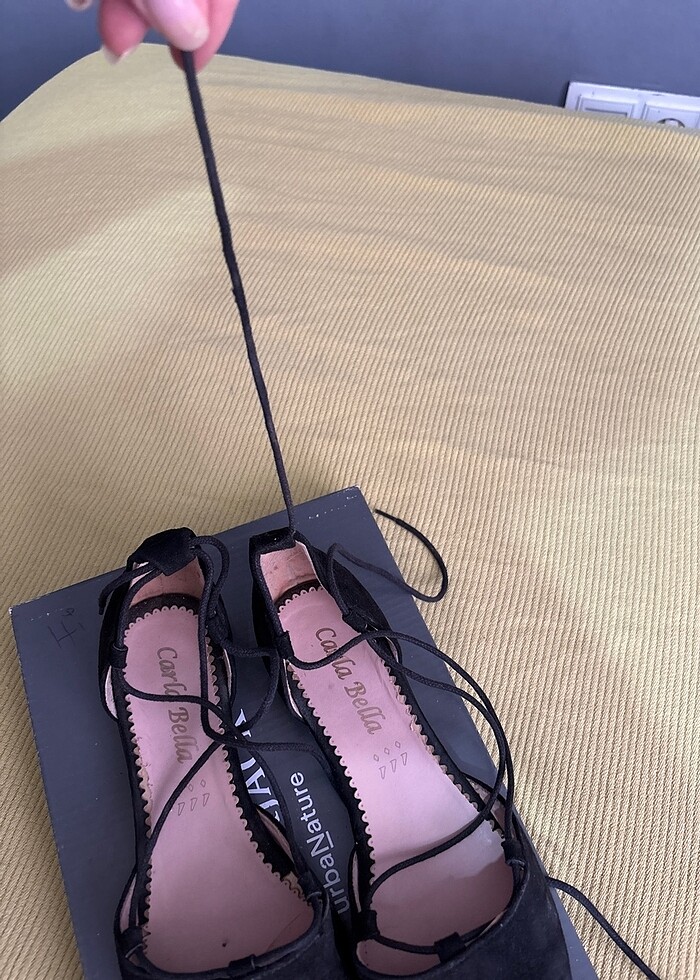 Siyah bağcıklı sandalet - Görsel 3