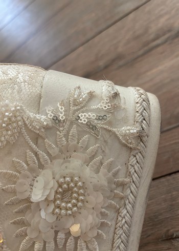 Dantel Bağcıklı Beyaz Kadın Dolgu Topuklu Spor Ayakkabı gelin ak - Görsel 3