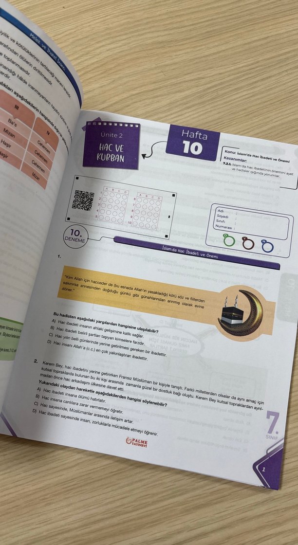 7. Sınıf Din Kültürü ve Ahlak Bilgisi Deneme Kitabı - Görsel 2