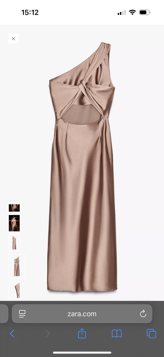 Zara Kahve Saten Uzun Elbise - Görsel 2