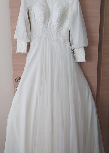 Uzun Kollu Tesettür Gelinlik / Narin Moda Gelinlik