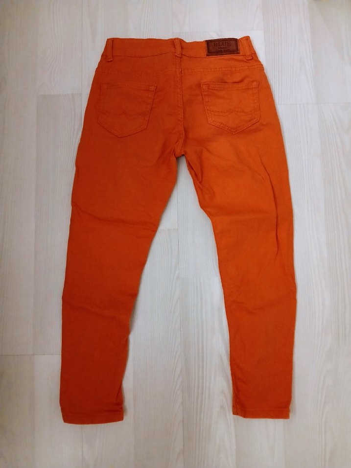 Parlak Turuncu Kadın Denim Pantolon - Görsel 2