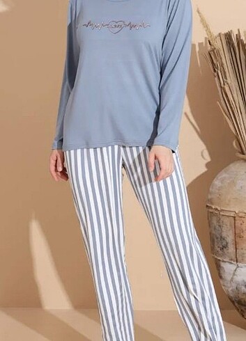 l Beden mavi Renk Kadın pijama takımı 