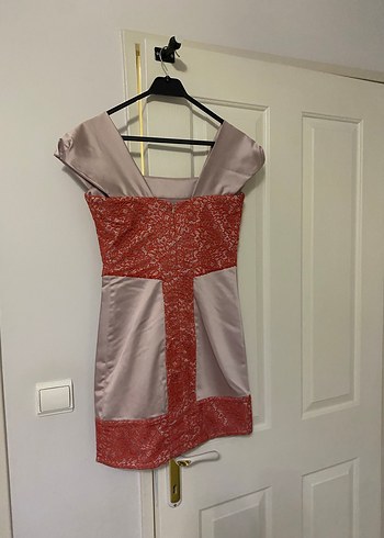 Dantel Detaylı Mini Pembe Kokteyl Elbise - Görsel 2