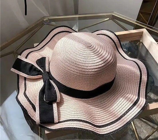 KADIN PEMBE HASIR GÜNEŞ ŞAPKASI