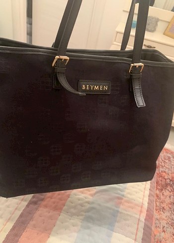  Beden Beymen Siyah Logo Desenli Kadın El ve Omuz Çantası