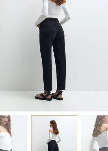 Pull and Bear Pull & Bear yüksek bel siyah mom fıt jean