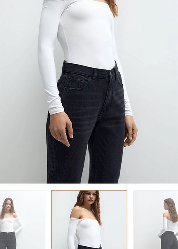 l Beden siyah Renk Pull & Bear yüksek bel siyah mom fıt jean