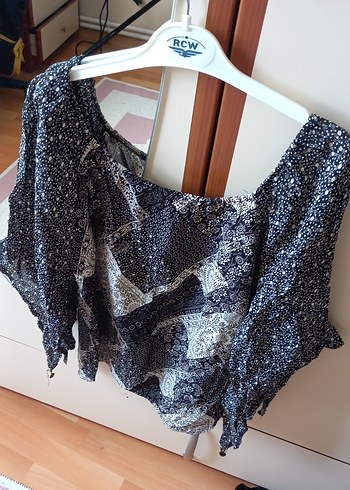 Bohem Gri Bağcıklı Straplez Bluz - Görsel 3