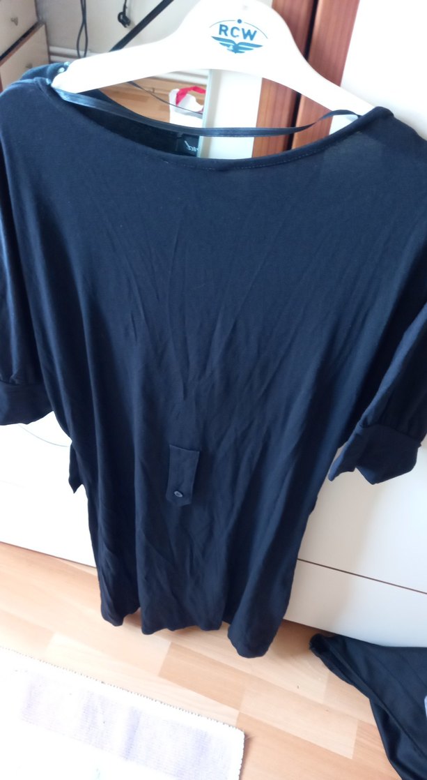 Siyah Drape Detaylı Midi Elbise - Görsel 3