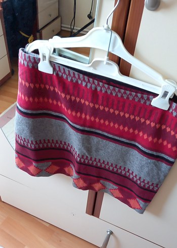 Bohem Çok Renkli yün  Mini Etek - Görsel 2