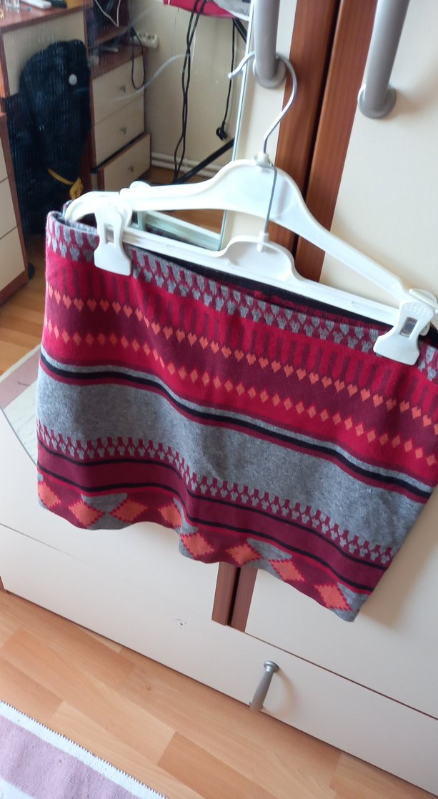 Bohem Çok Renkli yün  Mini Etek - Görsel 2