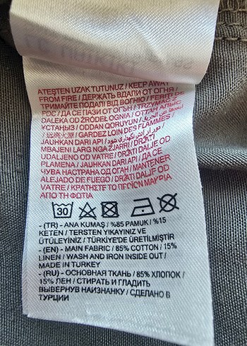 40 Beden haki Renk Düğmeli Yeşil Keten Kadın Pantolon