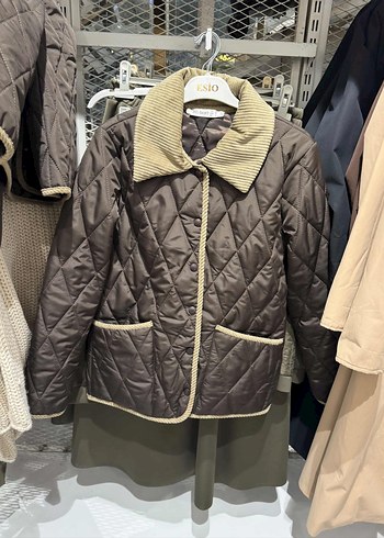 Düğmeli, Uzun Kollu Kadın Sokak Stili kapitone Ceket - Görsel 4