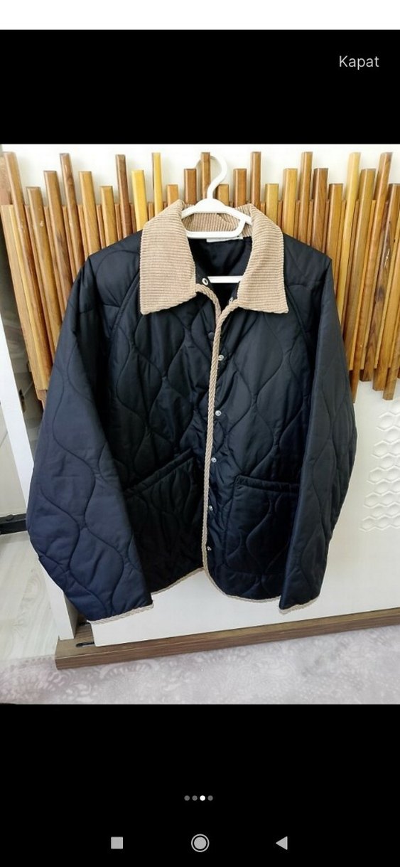 Düğmeli, Uzun Kollu Kadın Sokak Stili kapitone Ceket - Görsel 3