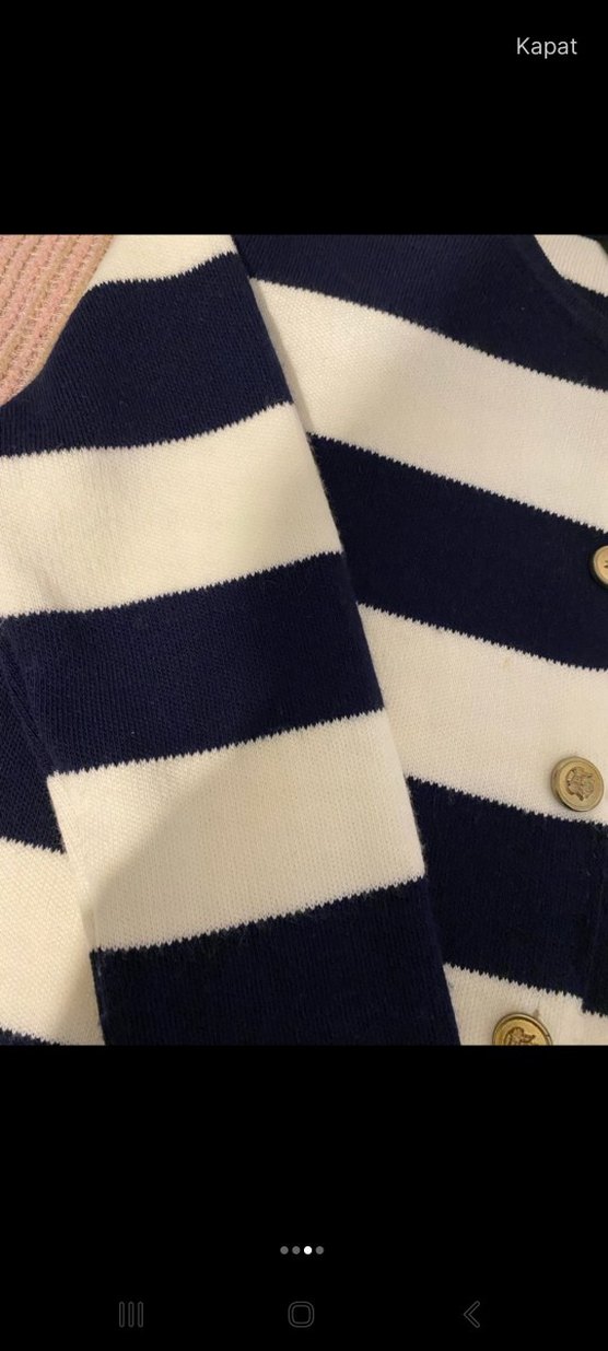 Düğmeli Çizgili Kadın Hırka - Görsel 2