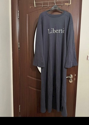 Gri Uzun Keten Elbise, Uzun Kollu, Salaş - Görsel 2