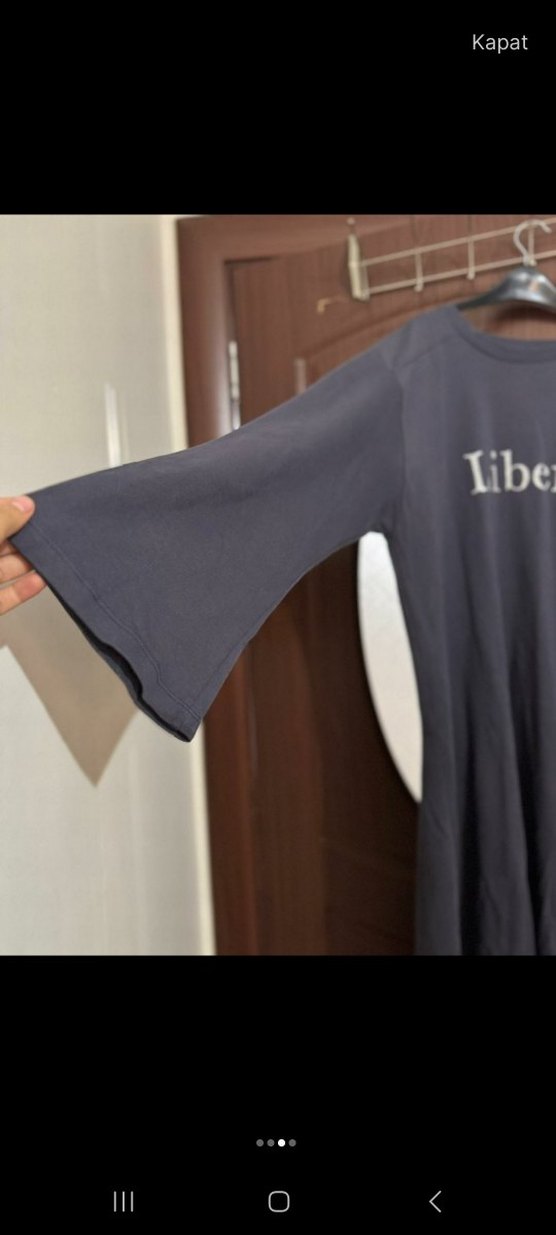 Gri Uzun Keten Elbise, Uzun Kollu, Salaş - Görsel 3