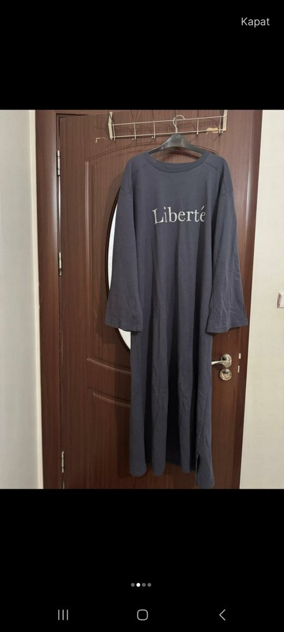 Gri Uzun Keten Elbise, Uzun Kollu, Salaş - Görsel 2